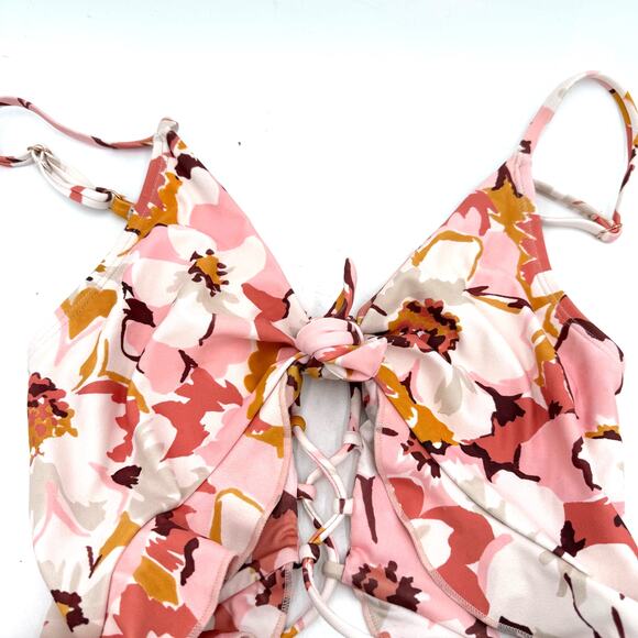 P2F Carly Floral & Leopard Cutout One Piece Swimsuit Size Medium - Picture 5 of 6